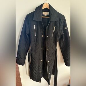 Michael Kors Black Quilted Rain Jacket with Detachable hood M